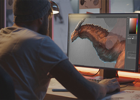 Student working on digital art